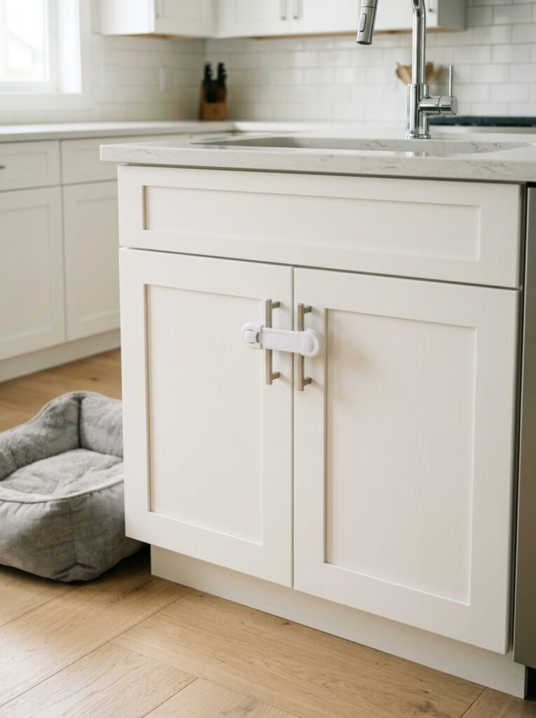 child safety lock on kitchen sink cabinet doors