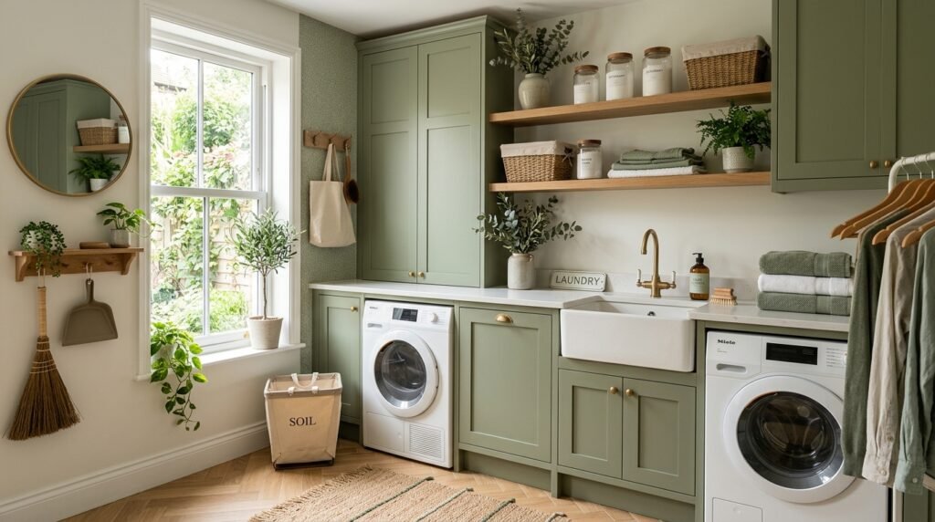 14 Smart Laundry Room Organization Ideas That Actually Work sage green laundry room 202605160824