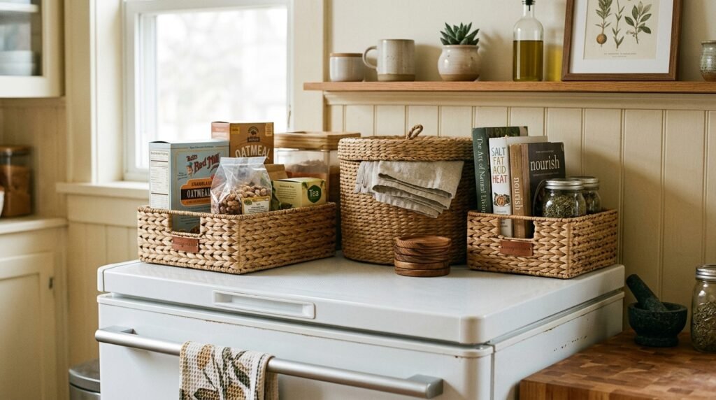 top of fridge woven baskets 202605292206
