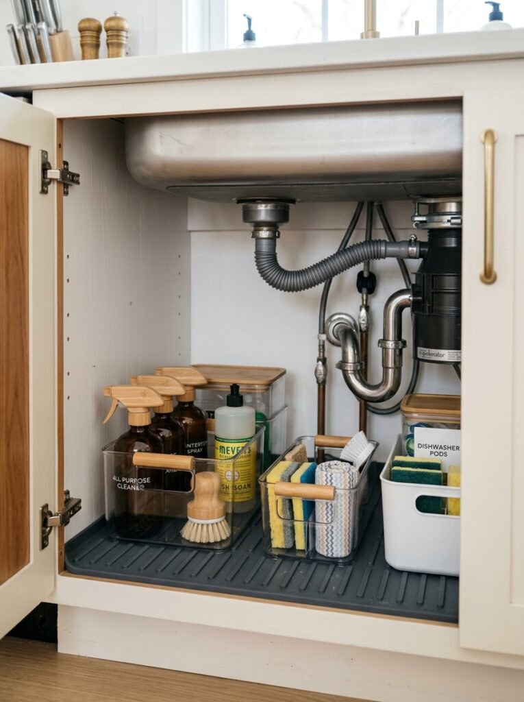  under sink mat inside under sink cabinet