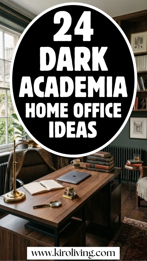 dark academia home office ideas pin
