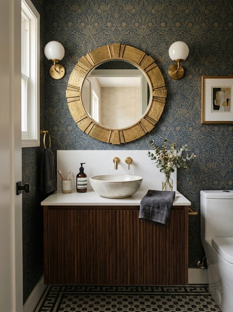 bathroom with statement mirror 202606141557