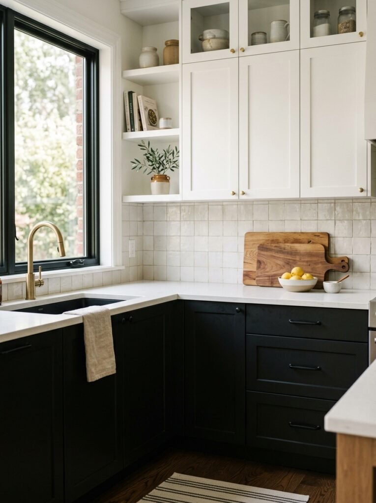 black and white two tone kitchen cabinets