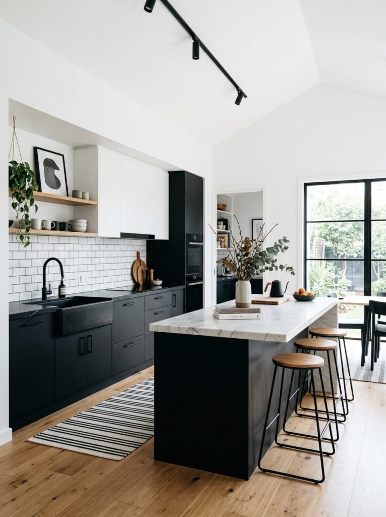 black white kitchen crisp walls 202606181813