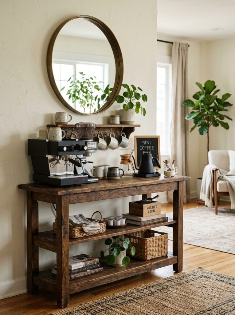 22 Console Table Ideas That Make Any Space Feel Designer Made console table repurposed as a coffee bar