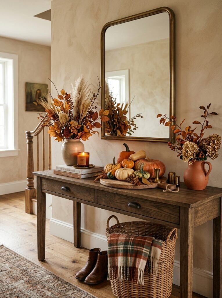 22 Console Table Ideas That Make Any Space Feel Designer Made console table with seasonal decor