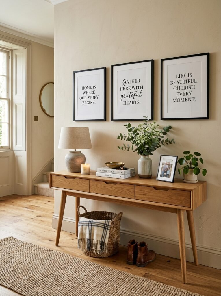 22 Console Table Ideas That Make Any Space Feel Designer Made console table with framed quotes