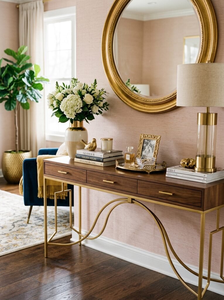 22 Console Table Ideas That Make Any Space Feel Designer Made console table with gold accents