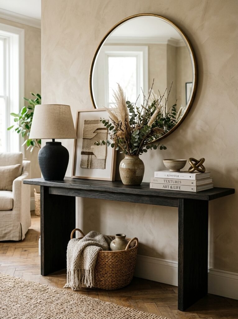 22 Console Table Ideas That Make Any Space Feel Designer Made console table with layered textures
