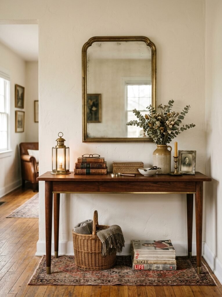 console table with vintage decor 202606192016