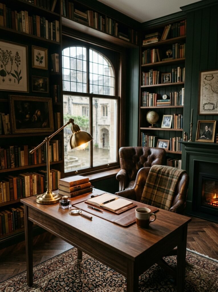15 Stunning Dark Academia Office Ideas For a Moody Workspace dark academia home office 202606141536