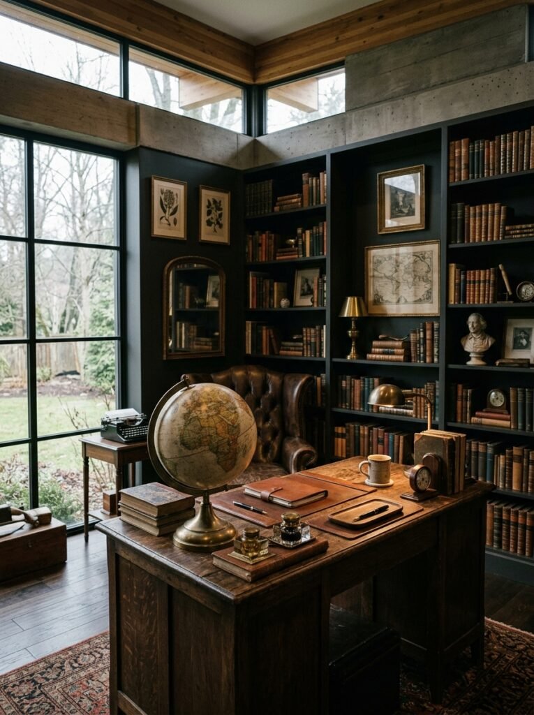 15 Stunning Dark Academia Office Ideas For a Moody Workspace dark academia home office desk 202606141531