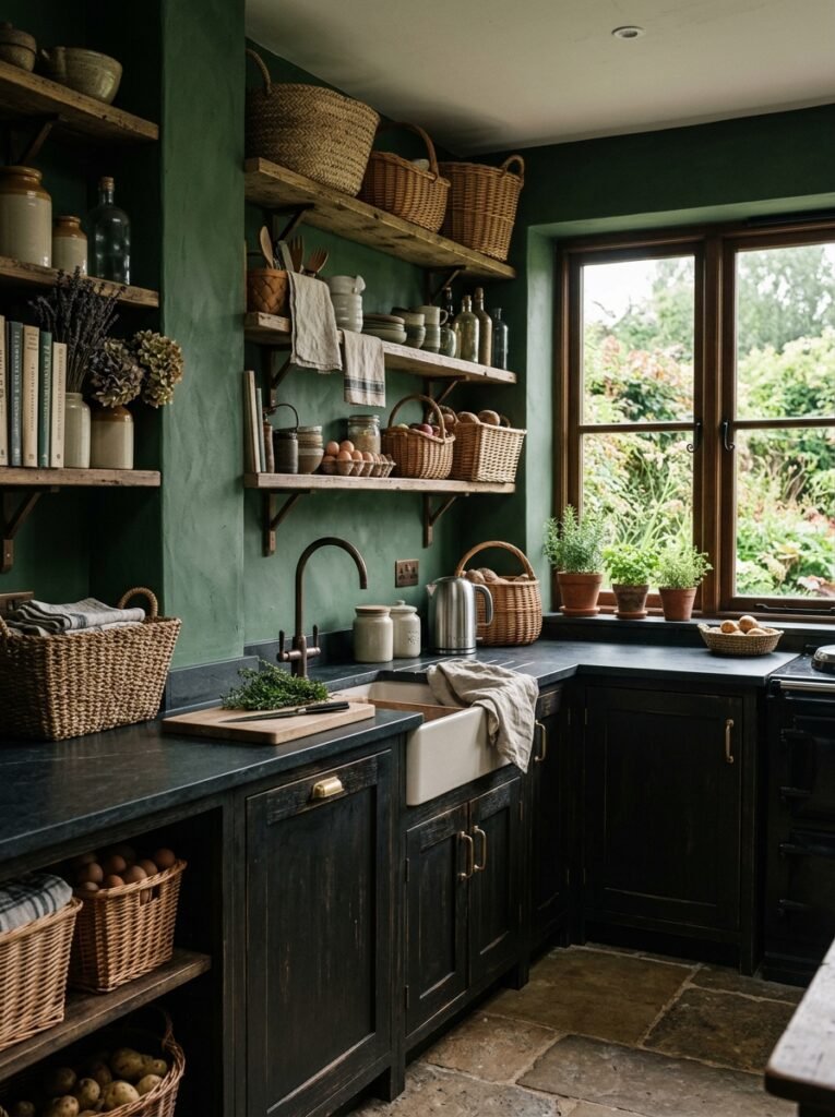 17 Dreamy Dark Cottagecore Kitchen Ideas You'll Absolutely Love dark cottagecore kitchen interior 202606141250