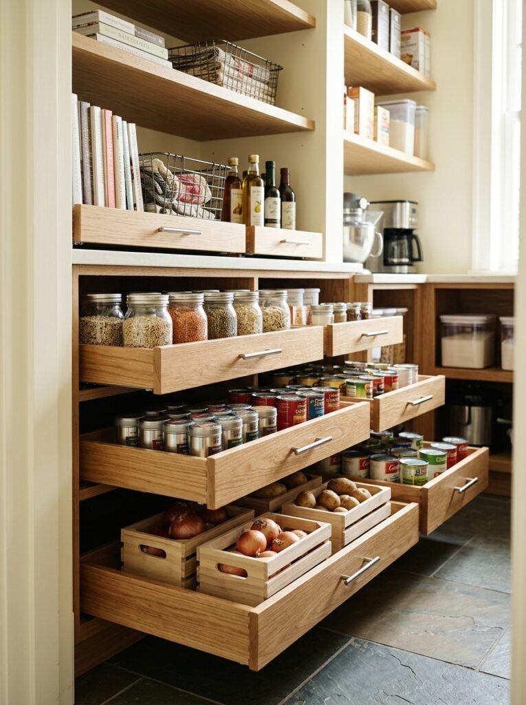20 Pantry Organization Ideas For a Clean and Clutter Free Kitchen drawers for kitchen pantry shelves