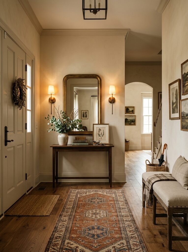 entryway with warm wall sconces 202606141547