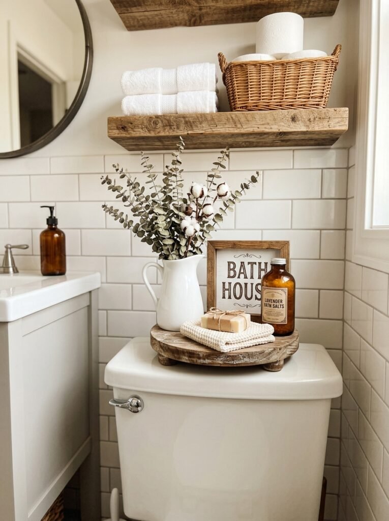 farmhouse decor on toilet tank 202606272124