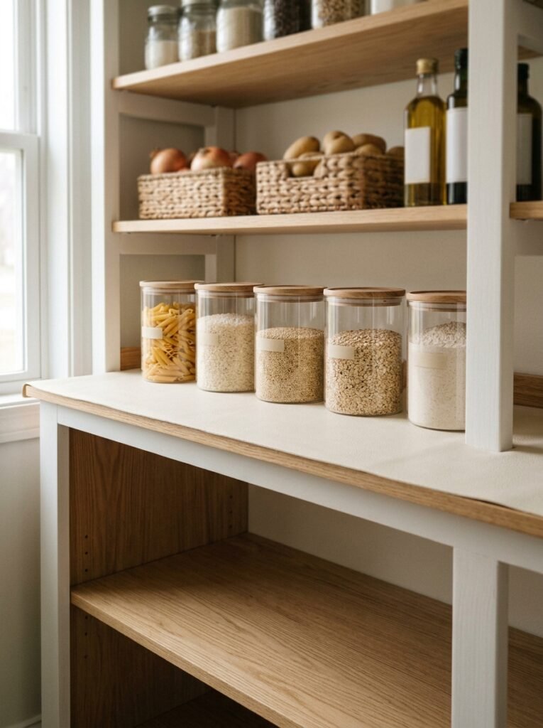 shelf liners on pantry shelves