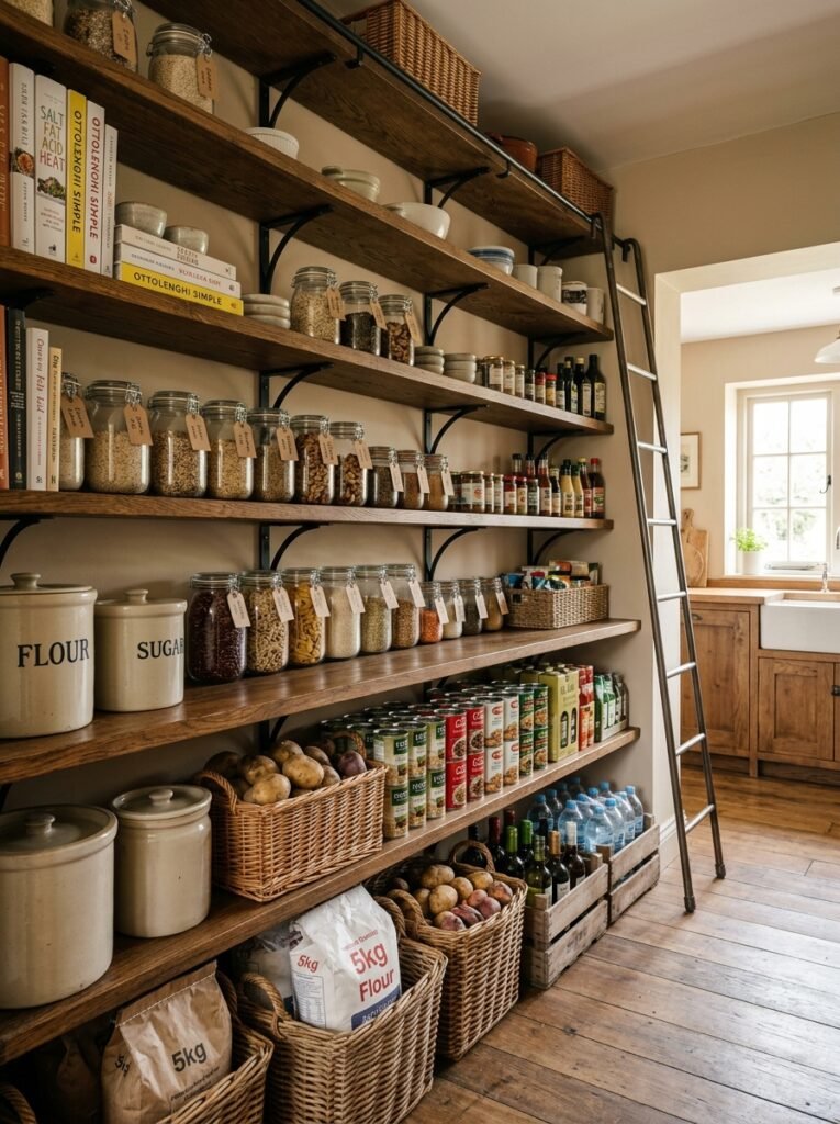 20 Pantry Organization Ideas For a Clean and Clutter Free Kitchen kitchen pantry with heavy items on lower shelves