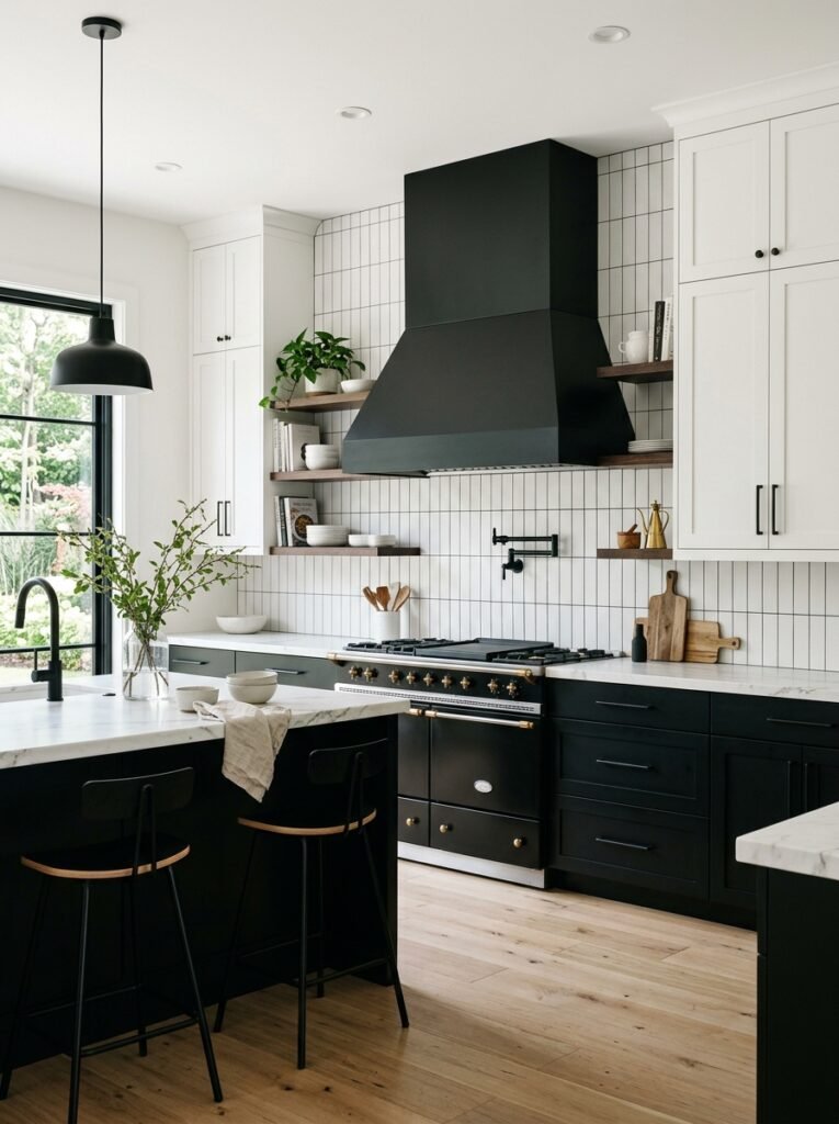 kitchen with black range hood 202606181744
