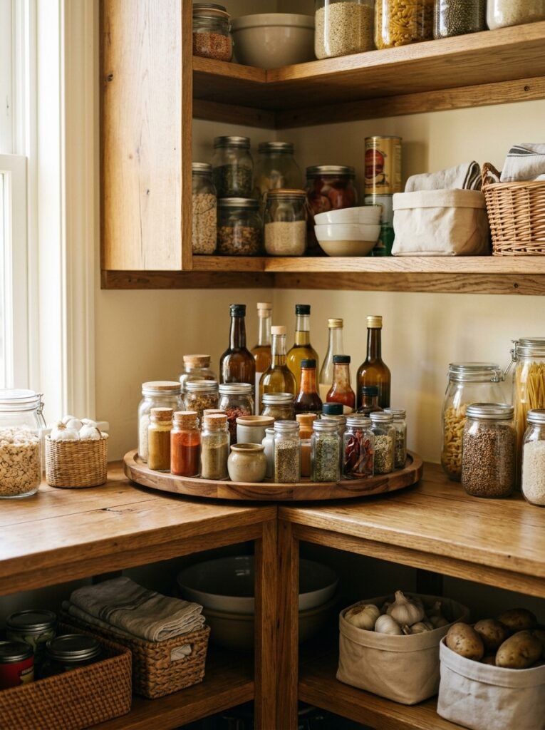 20 Pantry Organization Ideas For a Clean and Clutter Free Kitchen lazy susan in kitchen pantry