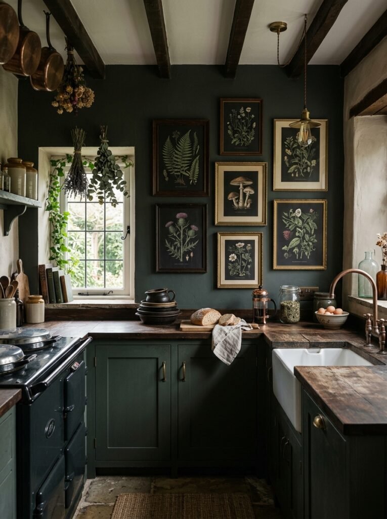 17 Dreamy Dark Cottagecore Kitchen Ideas You'll Absolutely Love moody dark cottagecore kitchen 202606141259