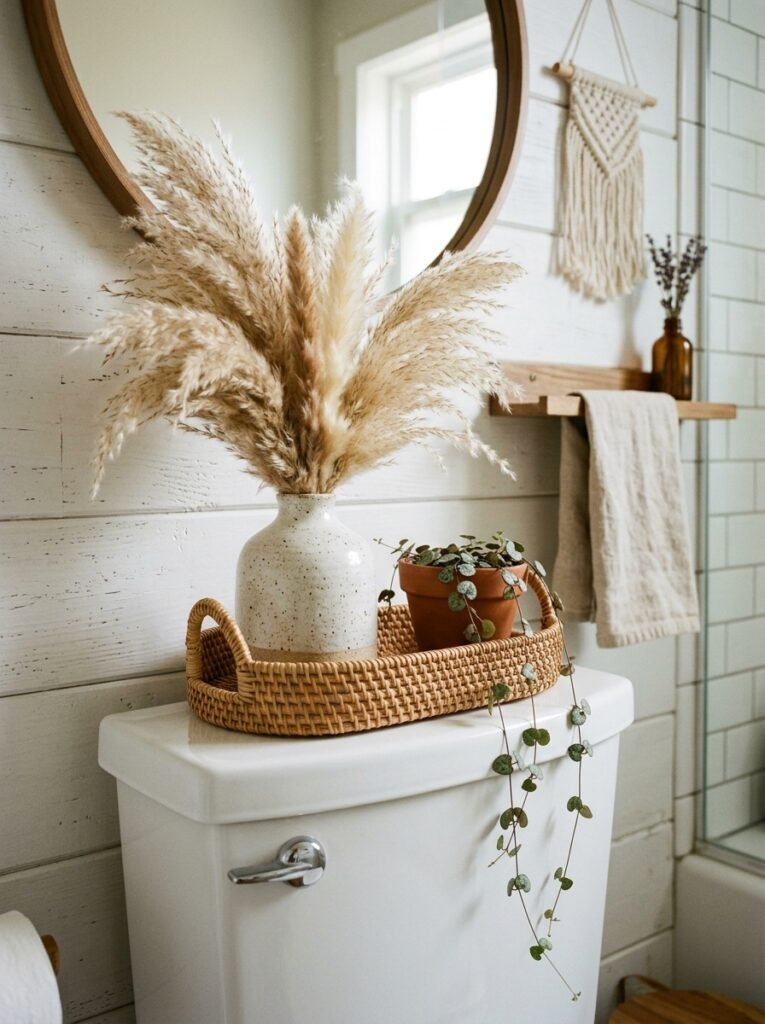 pampas grass on toilet tank