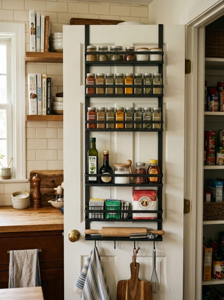 12 Easy Spice Rack Ideas for an Organized Kitchen rack storing spices over door 202606141330