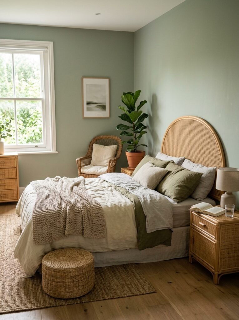 sage green bedroom wicker furniture 202606152257
