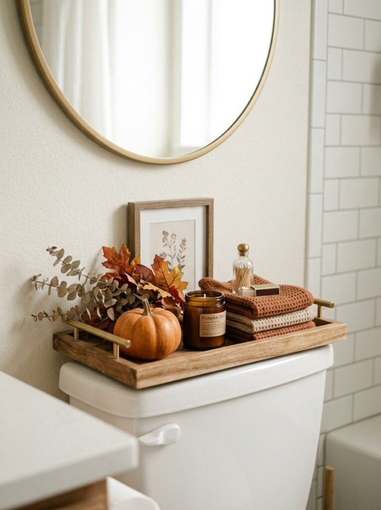 seasonal decor on toilet tank 
