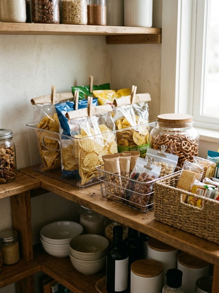 20 Pantry Organization Ideas For a Clean and Clutter Free Kitchen snack storage zone in kitchen pantry