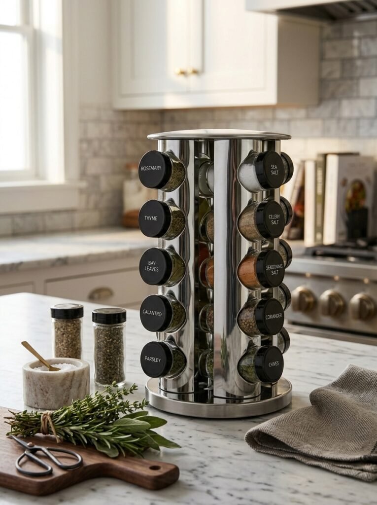 12 Easy Spice Rack Ideas for an Organized Kitchen spice rack on countertop 202606141319