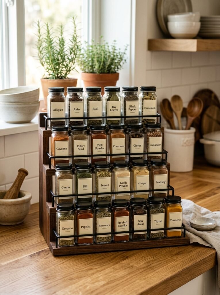 12 Easy Spice Rack Ideas for an Organized Kitchen spice rack on countertop 202606141320