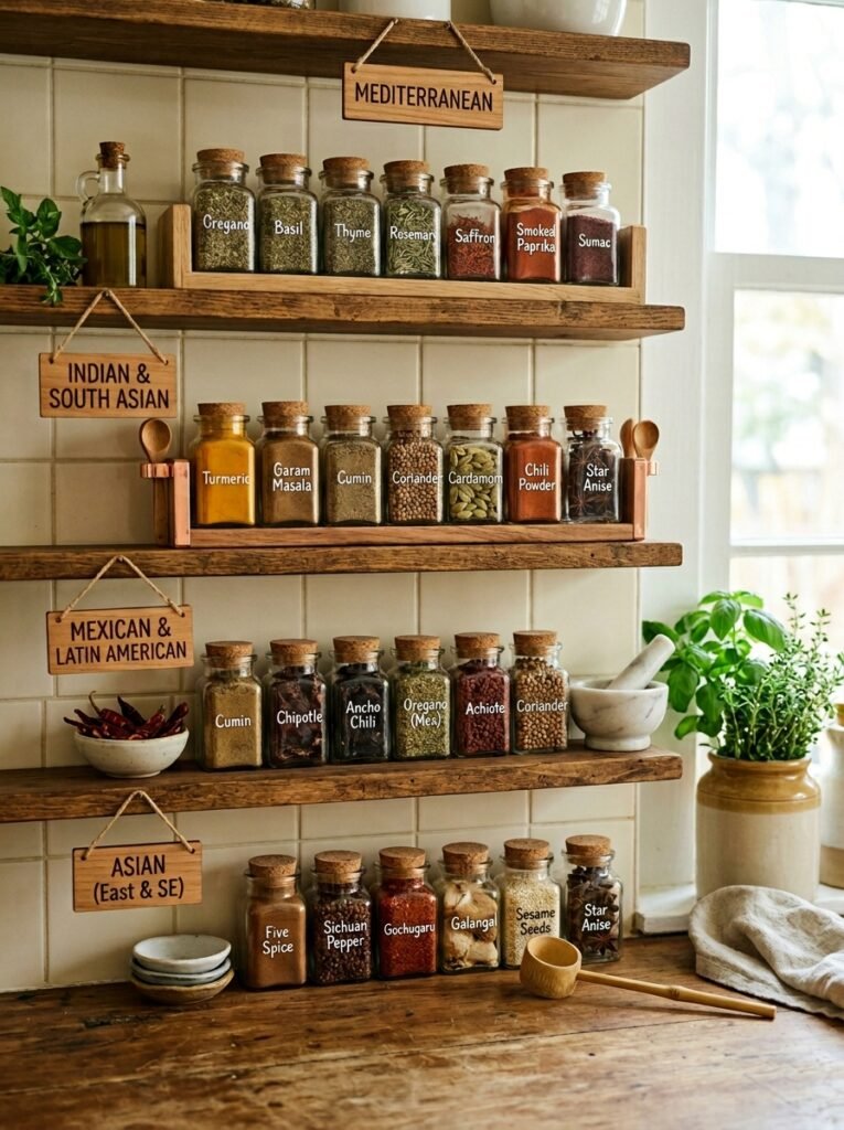 12 Easy Spice Rack Ideas for an Organized Kitchen spice racks organized by cuisine 202606141327