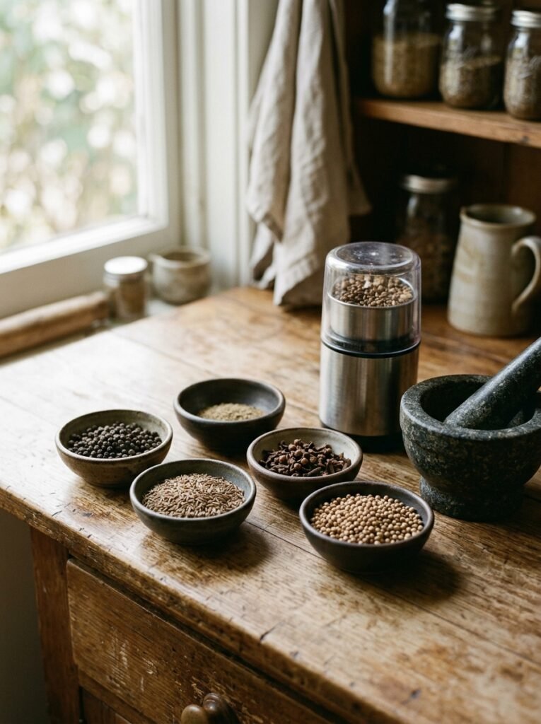 whole spices with a spice grinder