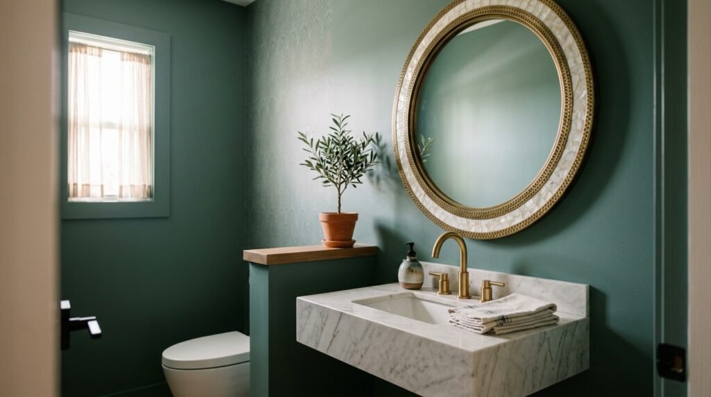 statement mirror in half bathroom 202606022329