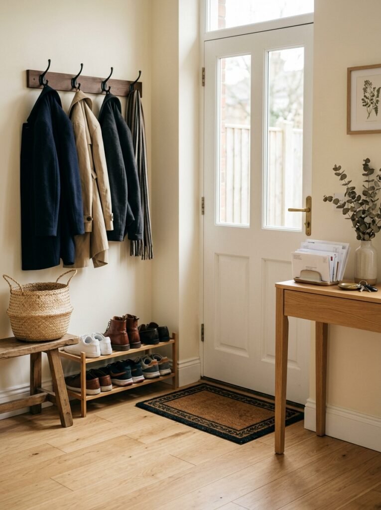 tidy entryway after a weekly reset