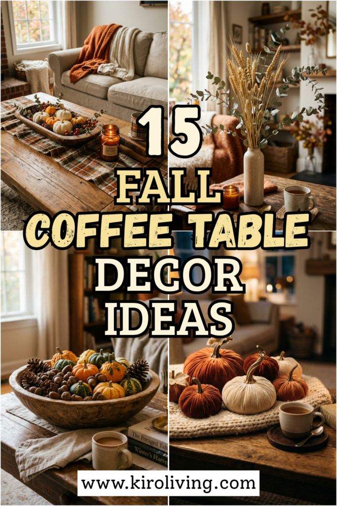 fall coffee table decor ideas collage pin