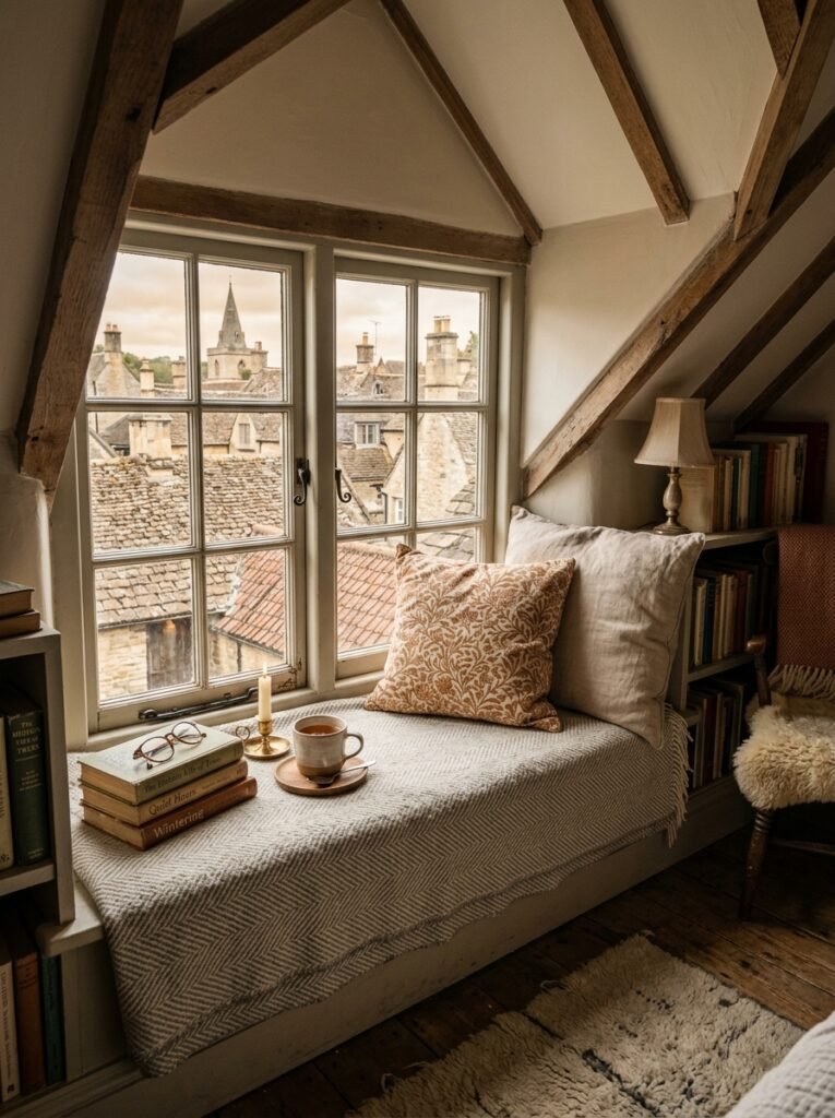 20 Sloped Ceiling Bedroom Ideas That Are Charming attic window reading spot