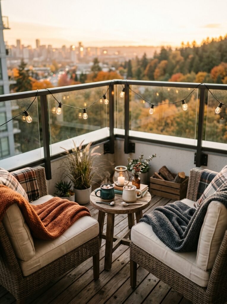 balcony cocoa corner with mugs 