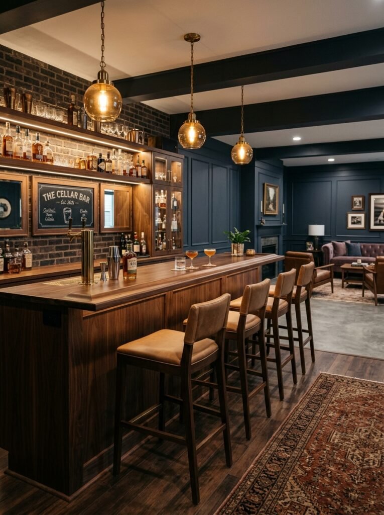 basement bar with four stools 202607281047