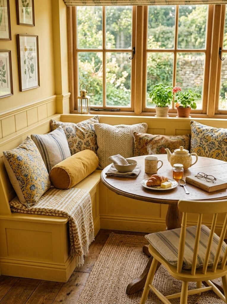 butter yellow breakfast nook