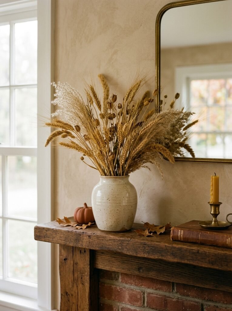 ceramic vase with wheat stems 