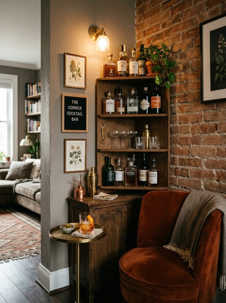 cozy bar nook shelf 