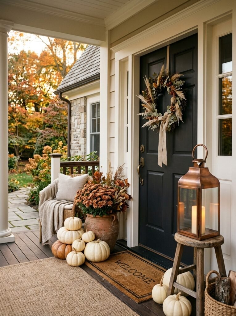 elegant fall front porch welcome 