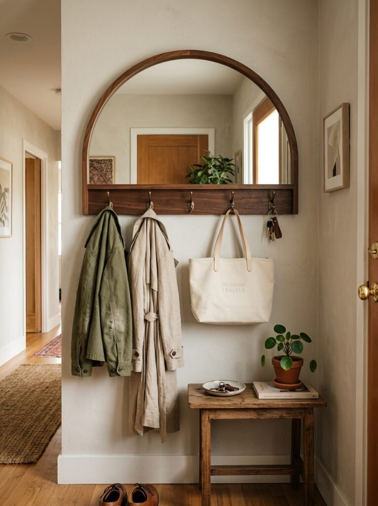 entryway mirror with hook rail 202608011054