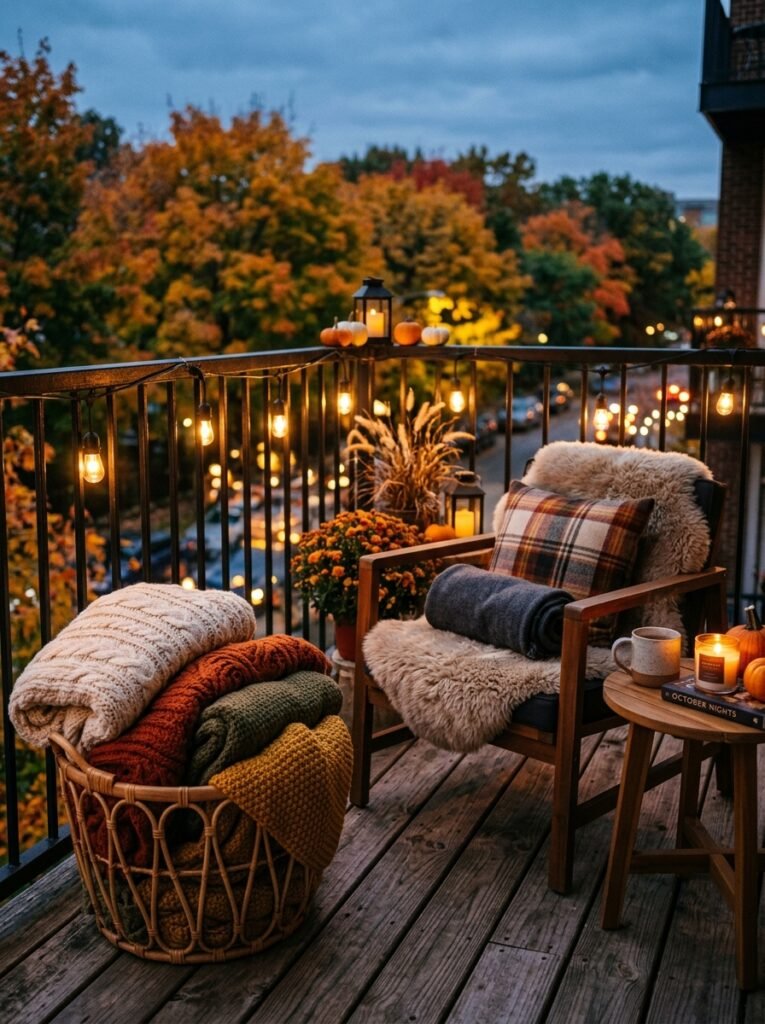 fall balcony blanket station cozy 