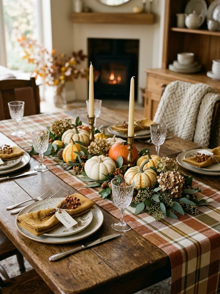 fall centerpiece plaid runner