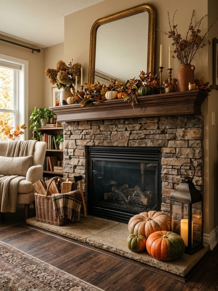 fireplace wall fall mantel display 