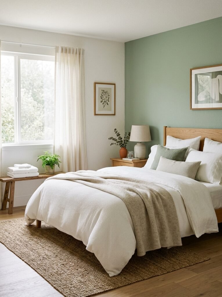 guest bedroom in soft neutrals 