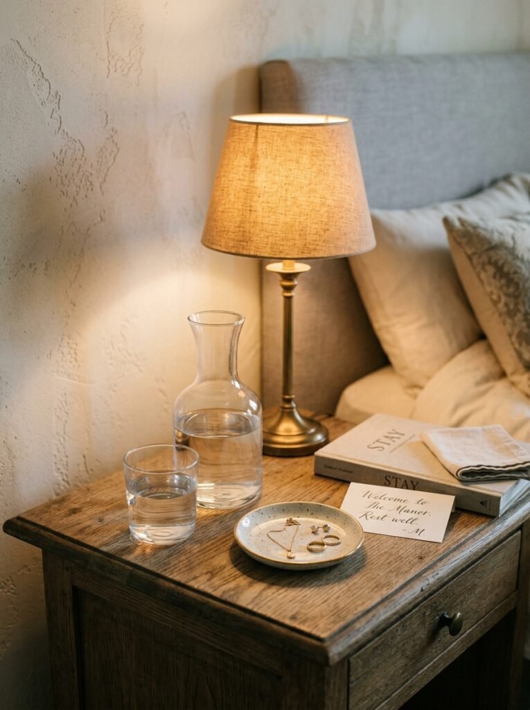 guest bedroom nightstand with ca… 